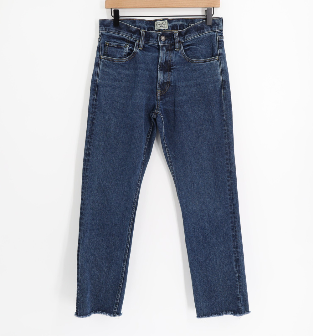 Faherty Jeans 29x28 Organic Cotton The Feel Good Denim Special Weave Cut-off Hem